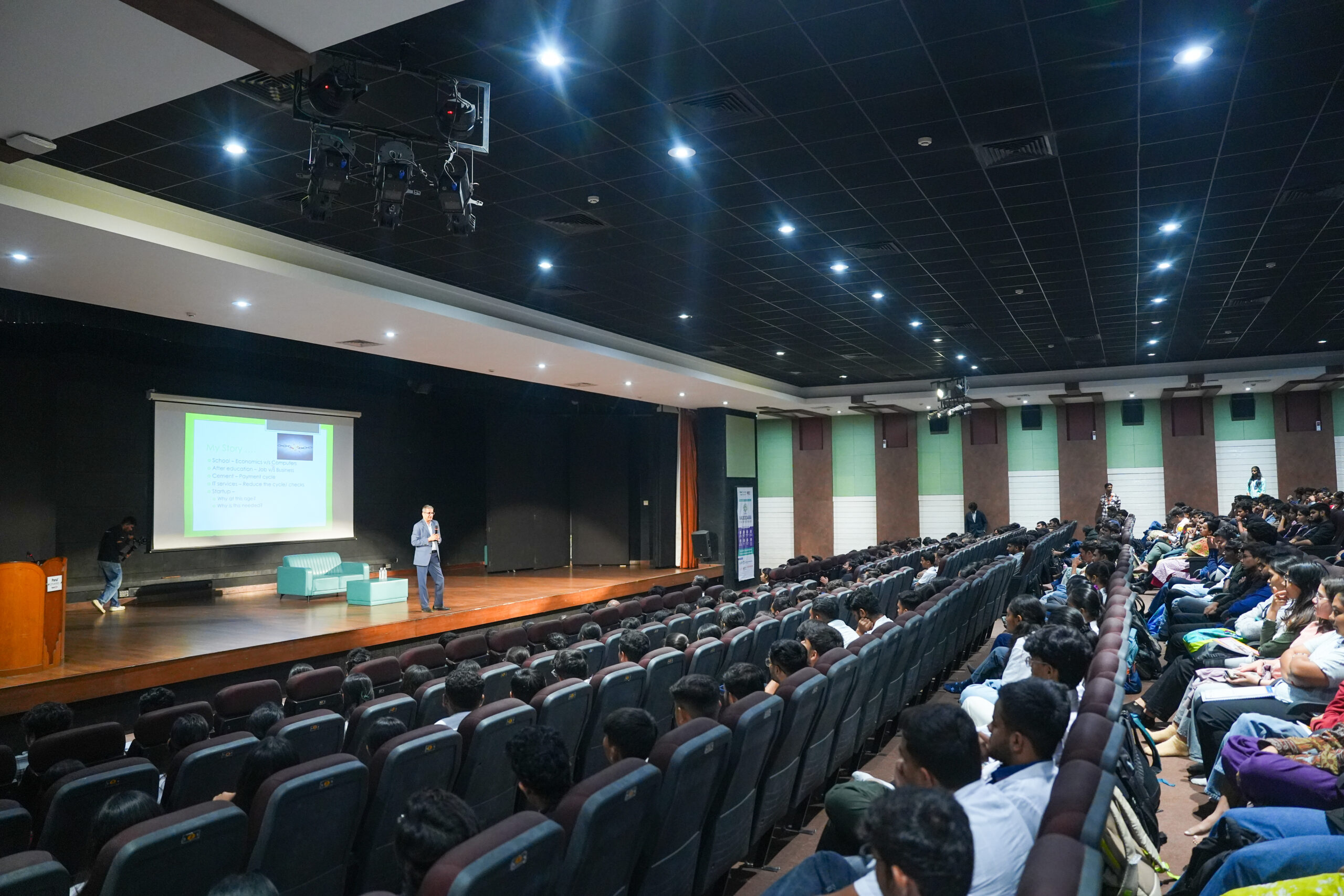 Audience listening to founder insights during VSF - Vadodara Start-up Festival entrepreneurship session