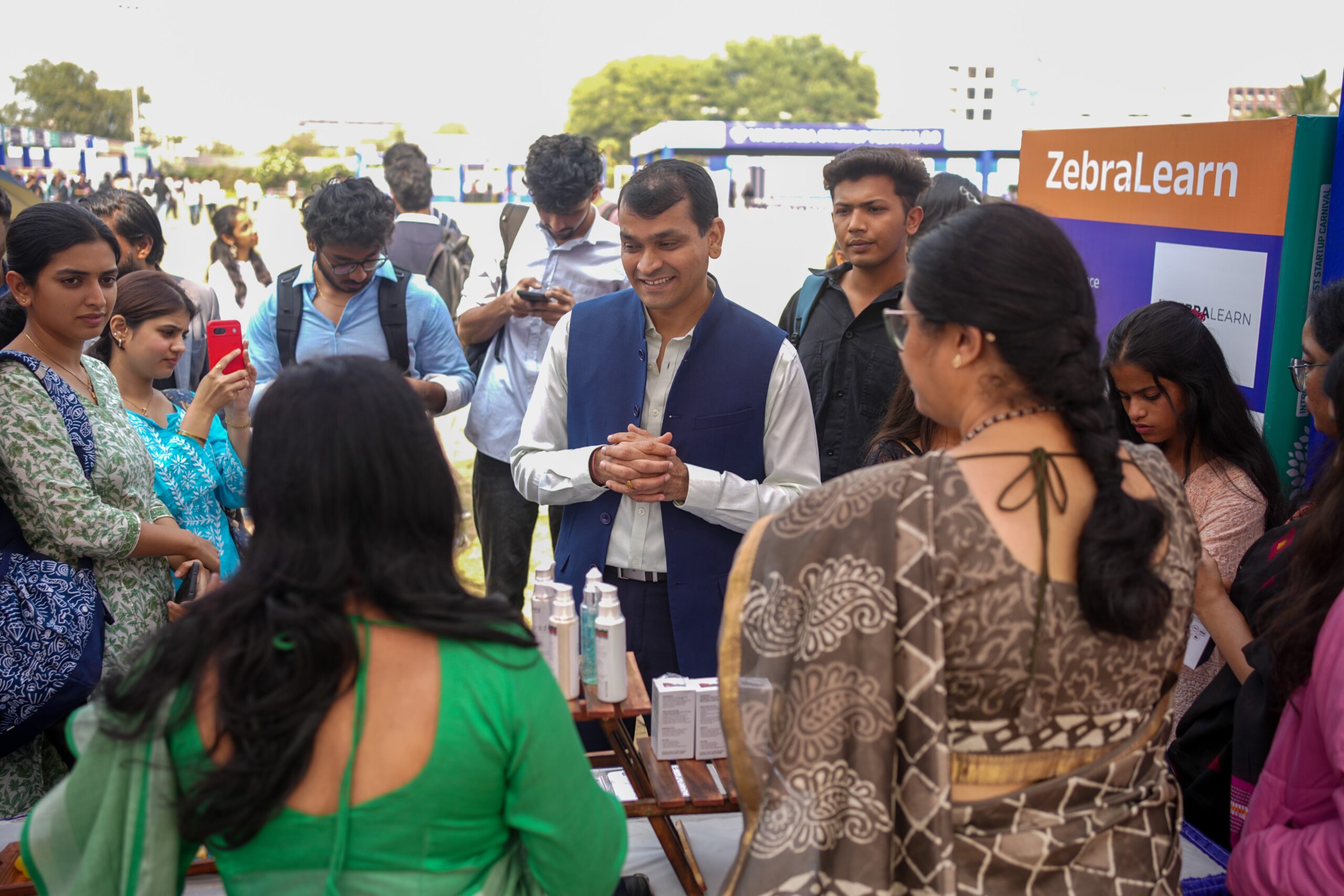 Student pitching startup at Vadodara Startup Festival.