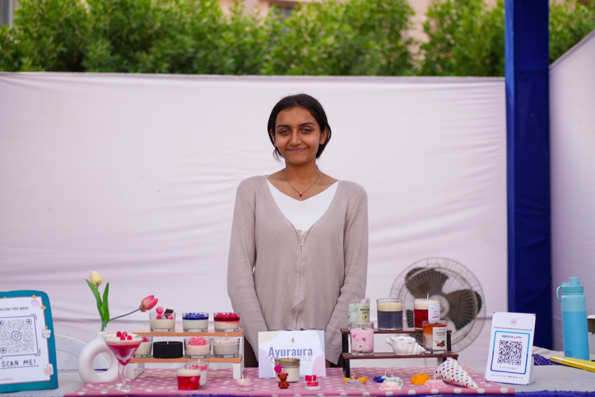 Student founder working on startup in campus workspace