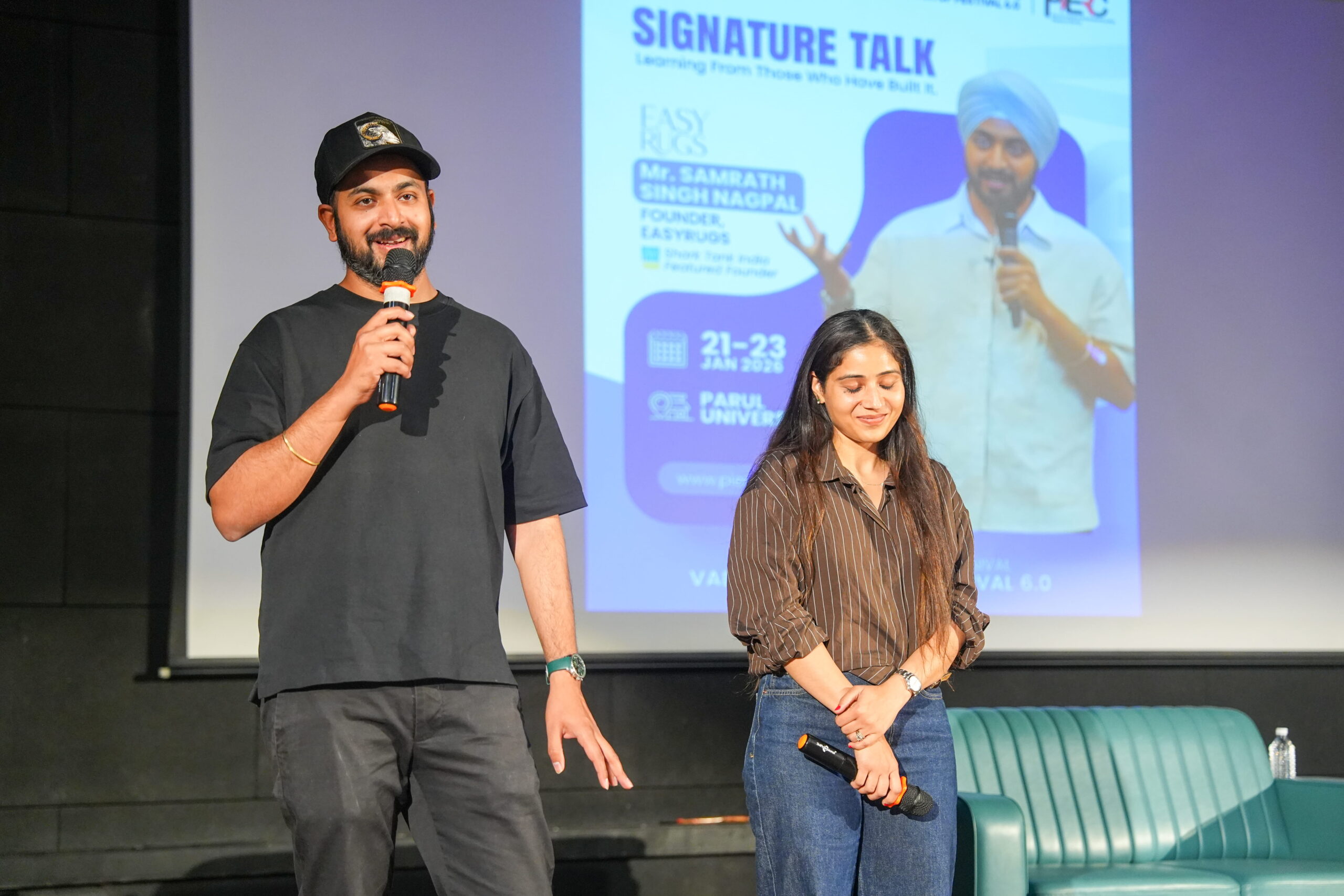 EasyRugs founders speaking at VSF - Vadodara Start-up Festival 6.0 Vadodara