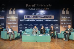 The Valedictory Session at PIMC 2026: Justice Hemant Gupta, Justice Kathpalia, and Prof. Rao.