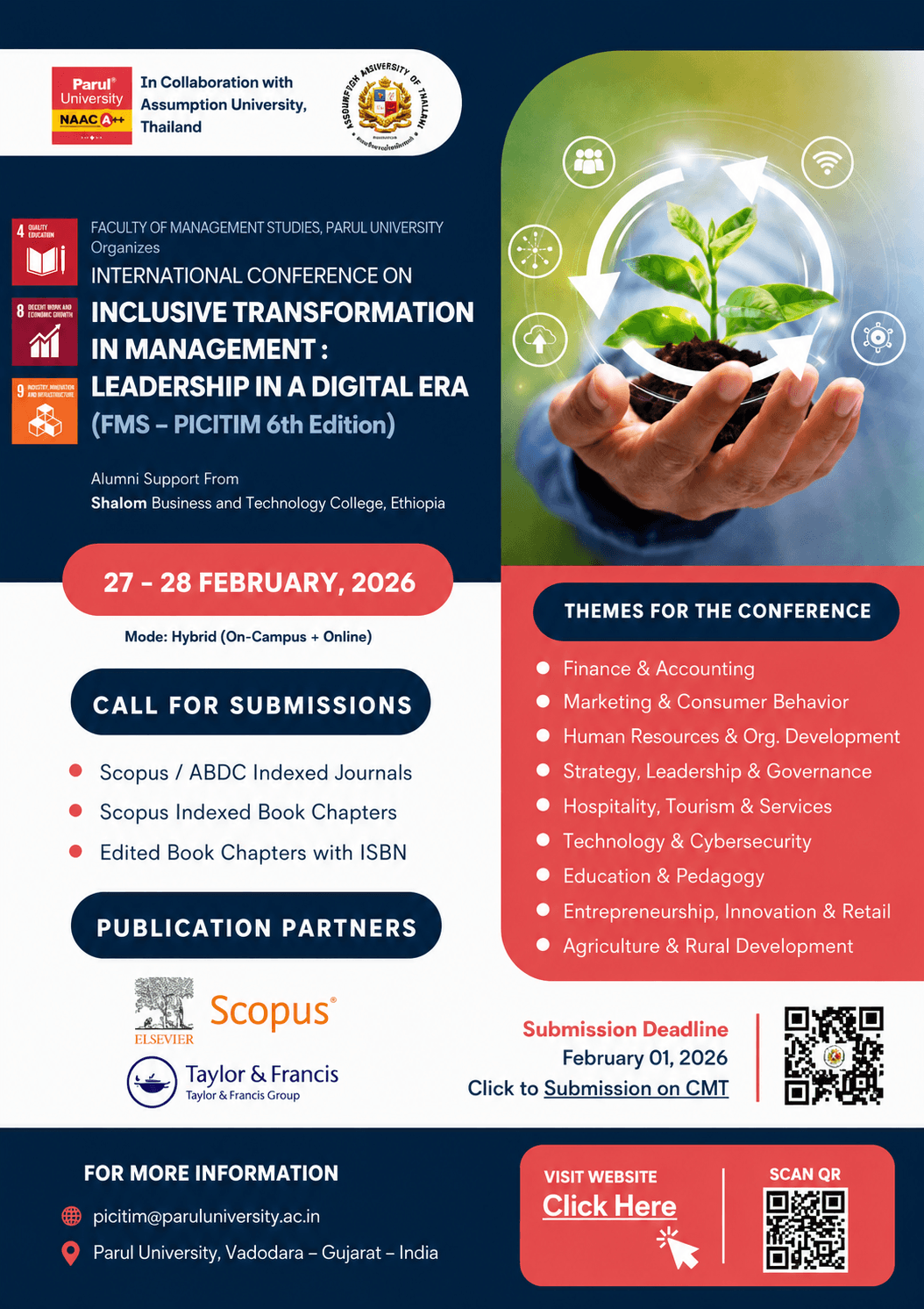 FMS-Parul University International Conference on Inclusive Transformation in Management: Leadership in a Digital Era (FMS-PICITIM 2026)
