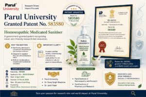 Parul University receives a patent grant. 583580