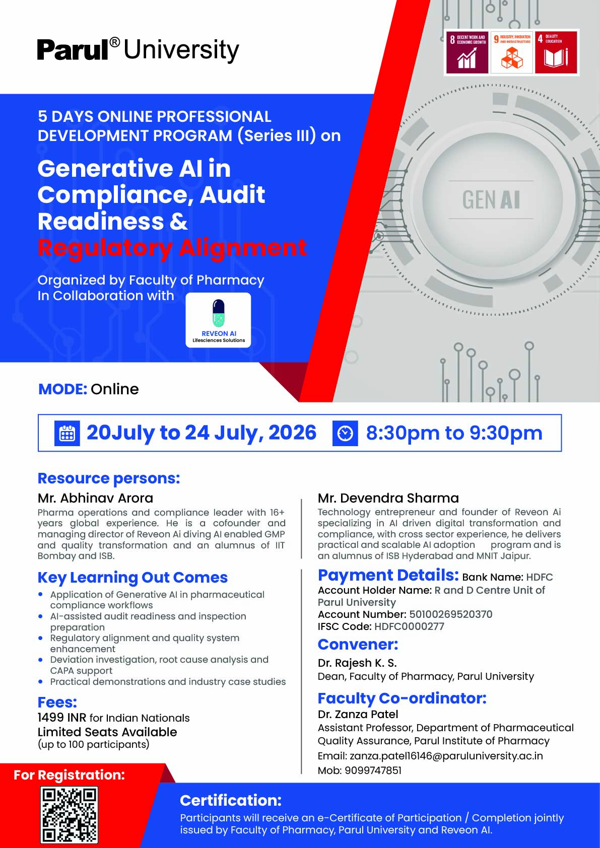 5 Days Online Professional Development Program (Series III) on “Generative AI in Compliance, Audit Readiness & Regulatory Alignment”