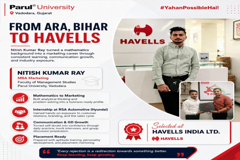 From Ara, Bihar to Havells: How a Parul University MBA Marketing Student Earned His Placement