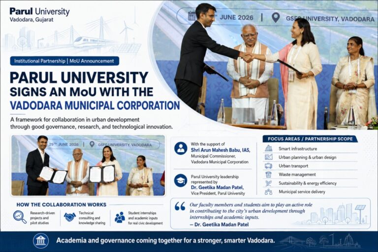 Parul University Signs an MoU with the Vadodara Municipal Corporation for Urban Development!