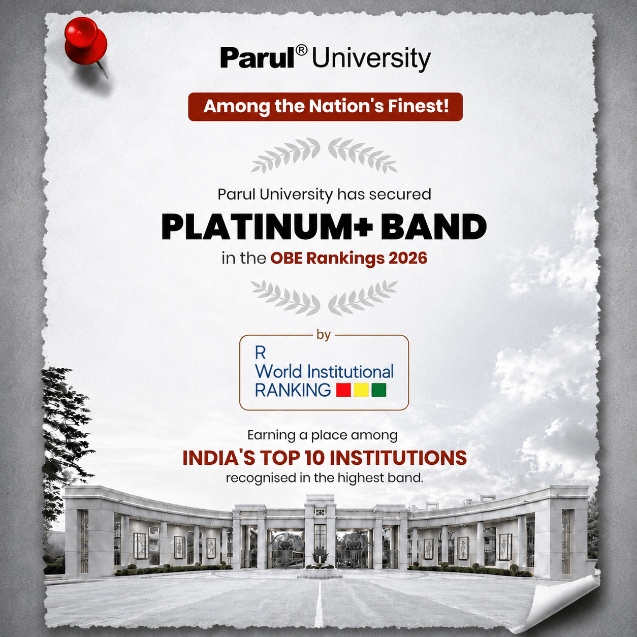 Parul University ranks among India's top 10 Institutions