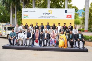 A founder pitching a startup to investors, as at Parul University PIERC events