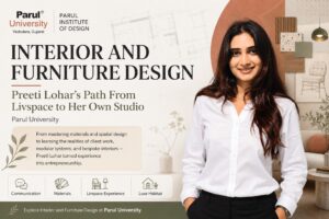 Preeti Lohar, a Parul Institute of Design interior and furniture design graduate and co-founder of Luxe Habitat Interior and Studio in Vadodara.