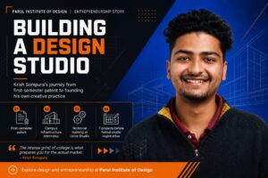 Krish Sompura, a Parul Institute of Design interior and furniture design graduate and co-founder of his own design studio.
