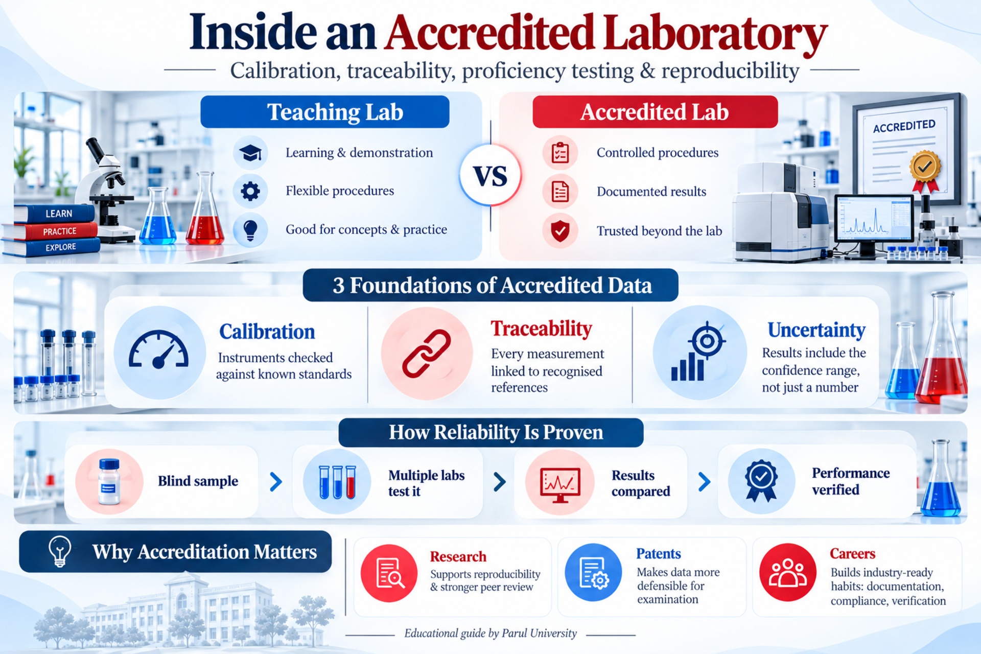 NABL Accreditation Signed By Parul University. Differentiating a teaching laboratory and an accredited laboratory.