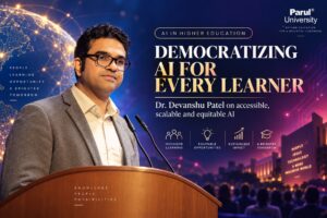 Dr. Devanshu Patel, the President of Parul University, addressed students at the QS I-GAUGE summit!