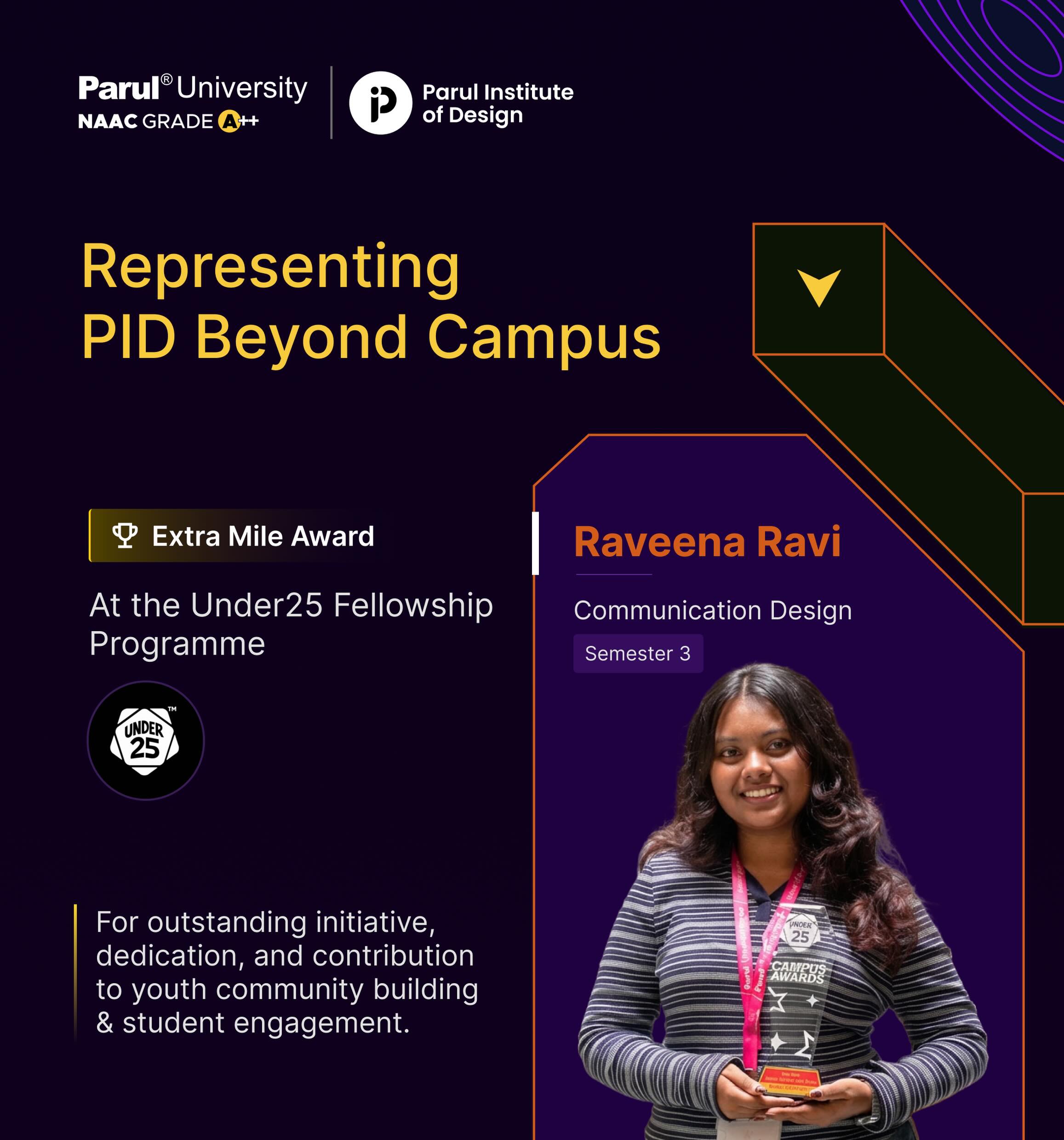Raveena Ravi Receives the Extra Mile Award for Youth Leadership