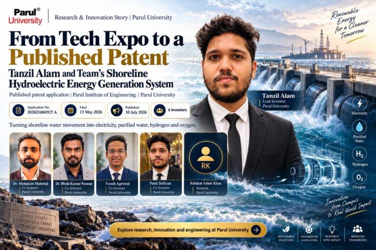 From Tech Expo to a Published Patent: Tanzil Alam and Team’s Shoreline Hydroelectric Energy Generation System at Parul University