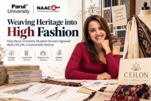 Divyani Agrawal, Parul Institute of Design student and founder of the sustainable fashion brand CEILON