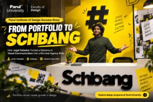 Jugal Salaskar, a Parul Institute of Design student, placed as a junior visualizer at Schbang