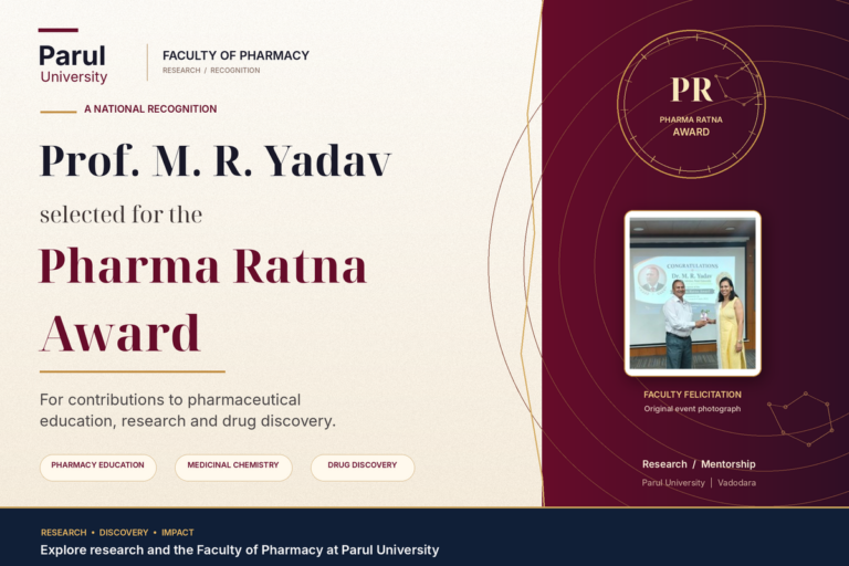 Pharma Ratna Award Selection of Prof. M.R. Yadav of Parul University